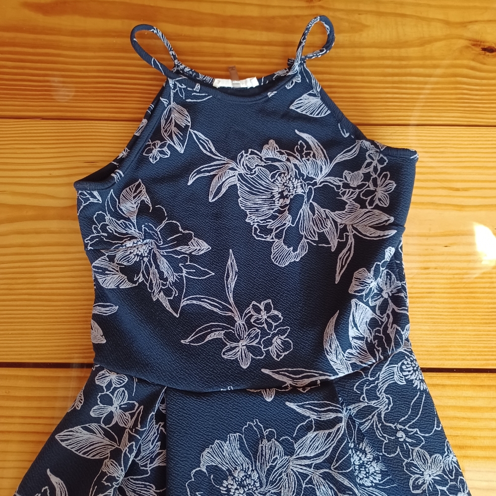 High Neck Navy Blue Dress